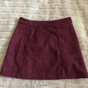 Velvety maroon mini skirt